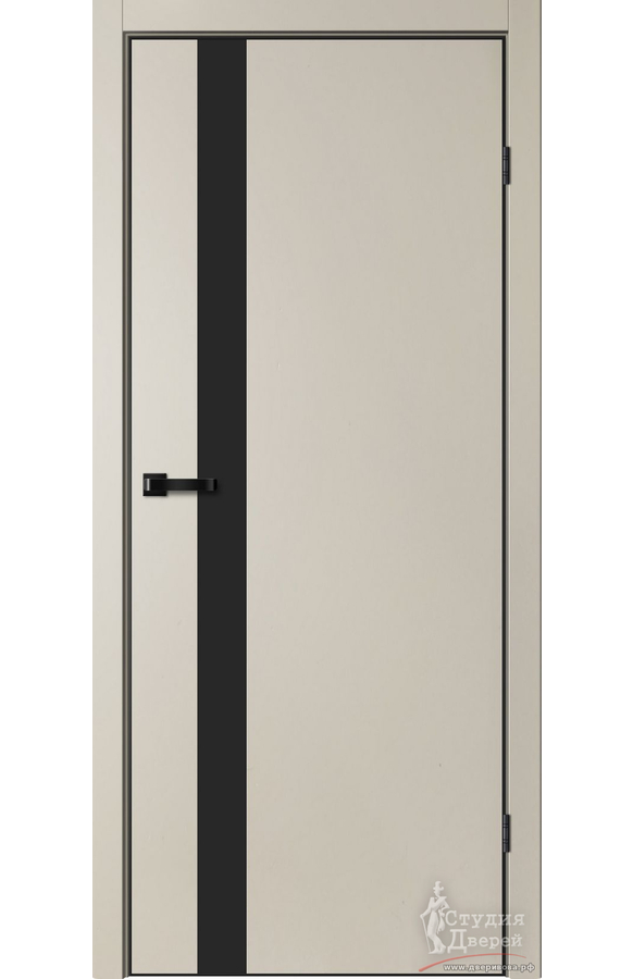 Полотно дверное глухое TR06 GVI цвет айриш (черная алюм. кромка с 4-х сторон, магнитная защелка) ЧЕРНОЕ СТЕКЛО